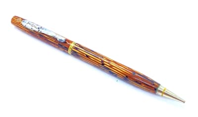 Vintage Stratford 77 Mechanical Pencil In Orange Striped Made In USA 1940`S 1