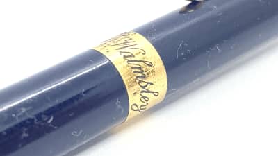 Vintage Mabie Todd Fyne Poynt Pencil In Blue And Gold Made In England Oc