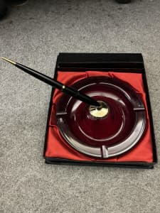 Parker 45 Pen, Whitefriars Glass Fountain Pen Desk Set Bubble Glass Boxed 1