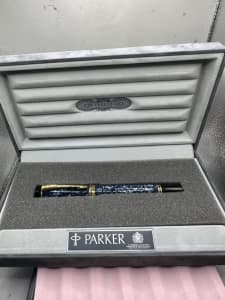 Parker Duofold Centennial Mk1 Blue Marble Medium Nib Boxed Pen Date Code L 1993 1
