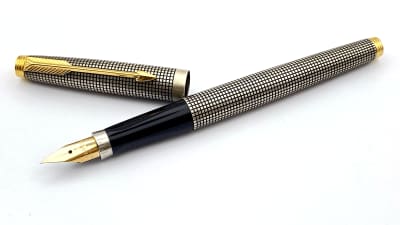 Vintage Parker 75 Fountain Pen In Sterling Silver Cisese 14K Gold Fine NIB USA 1
