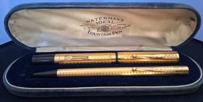 Waterman 0552 Gothic Checkerboard Design Fountain Pen & Pencil Set 1