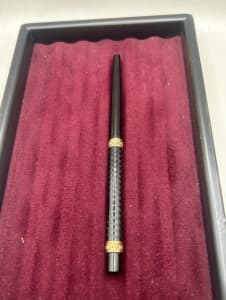 Waterman 22 Taper Cap Chased Hard Rubber Fountain Pen-14k Medium Flex Nib 1