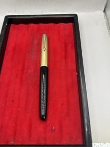 Parker 51 Vacumatic Fountain Pen Black Custom 14K NIB Restored Fine To Medium 1