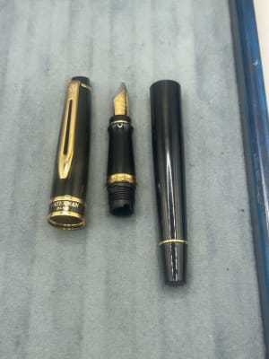 Waterman Expert Mk III Black Laque Fountain Pen, GT, M GP Steel Nib,