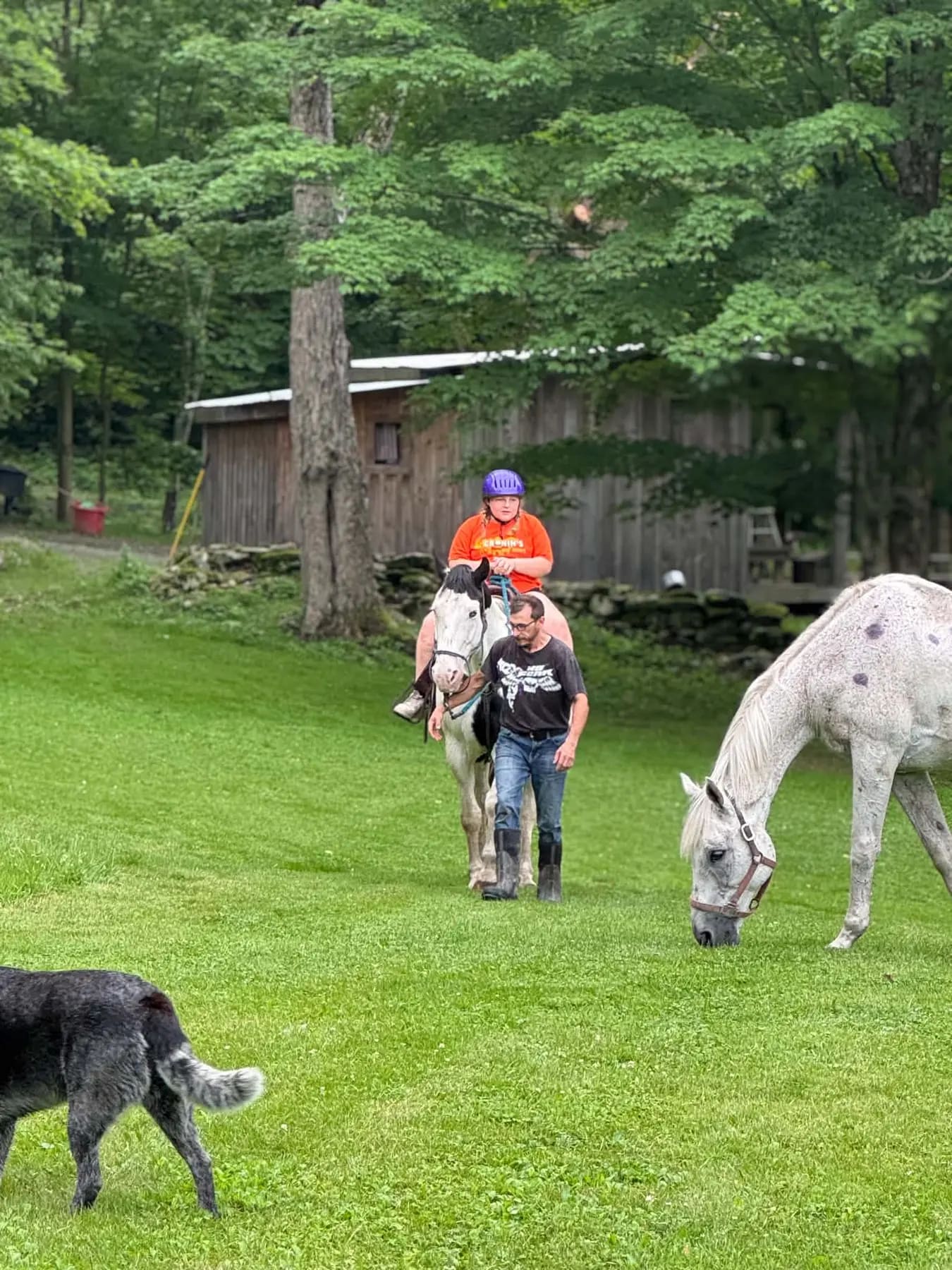 A beginner receiving supervised horse instruction at OTP Ranch