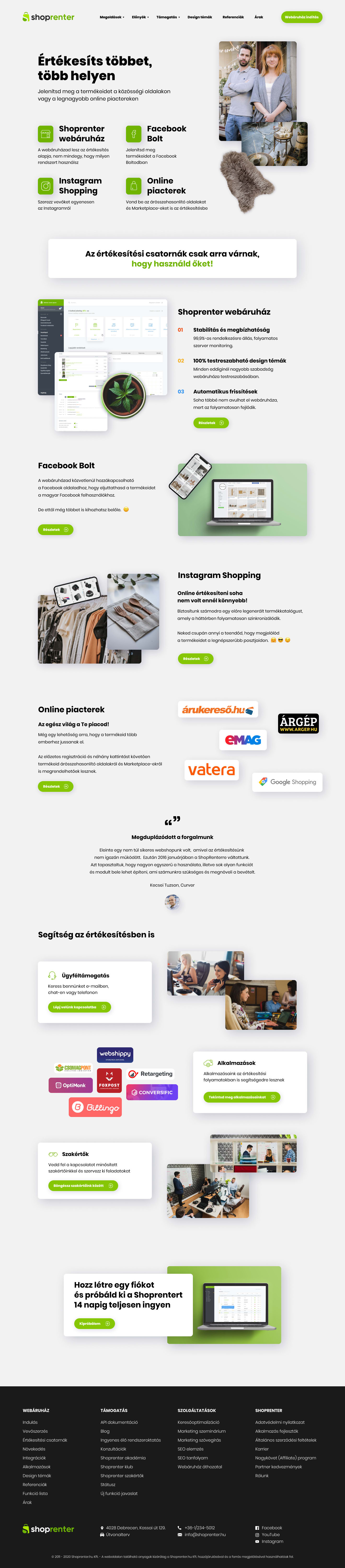 UI dizájn a Shoprenter számára