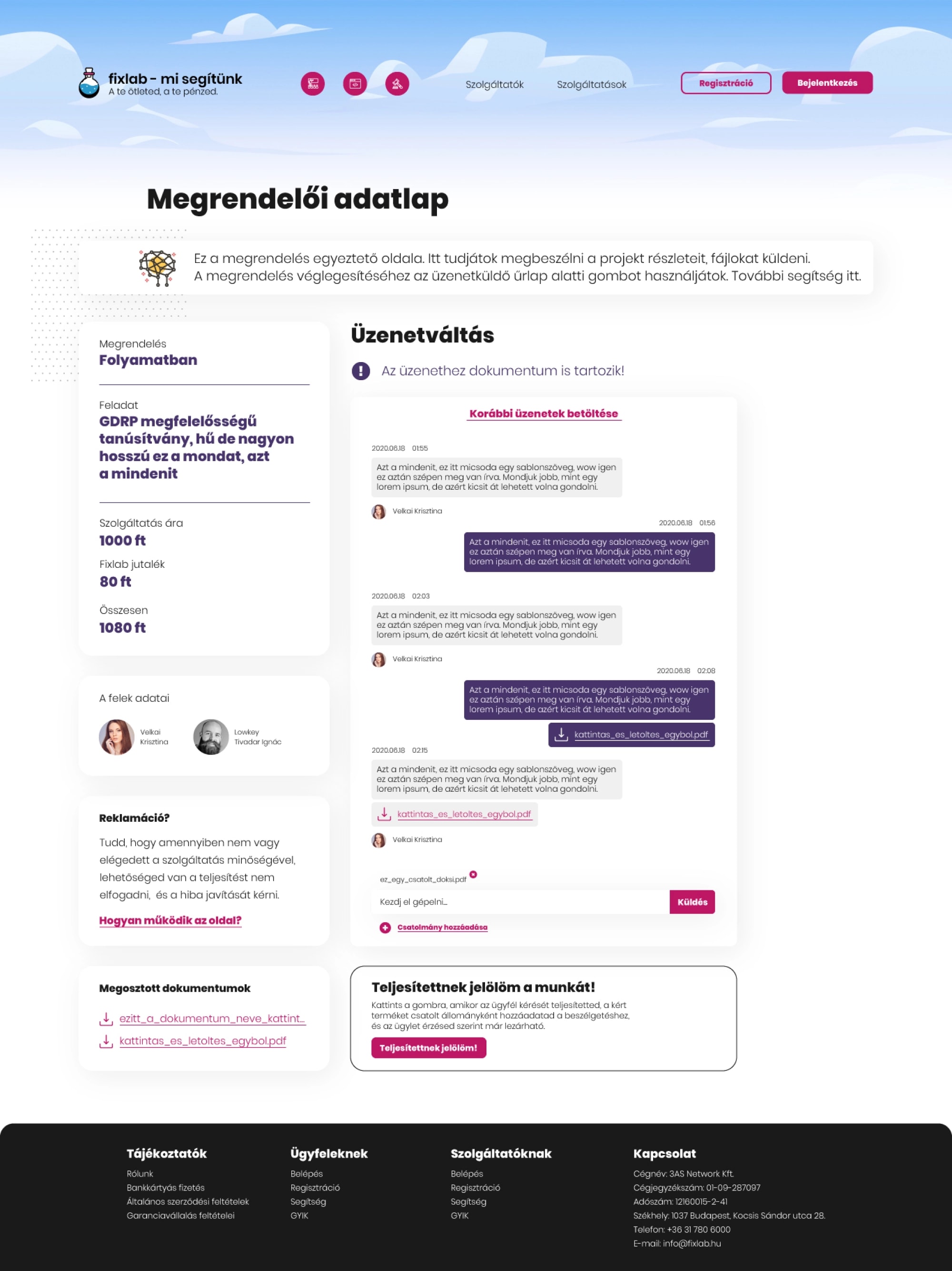 Fixlab.io arculat és UI dizájn