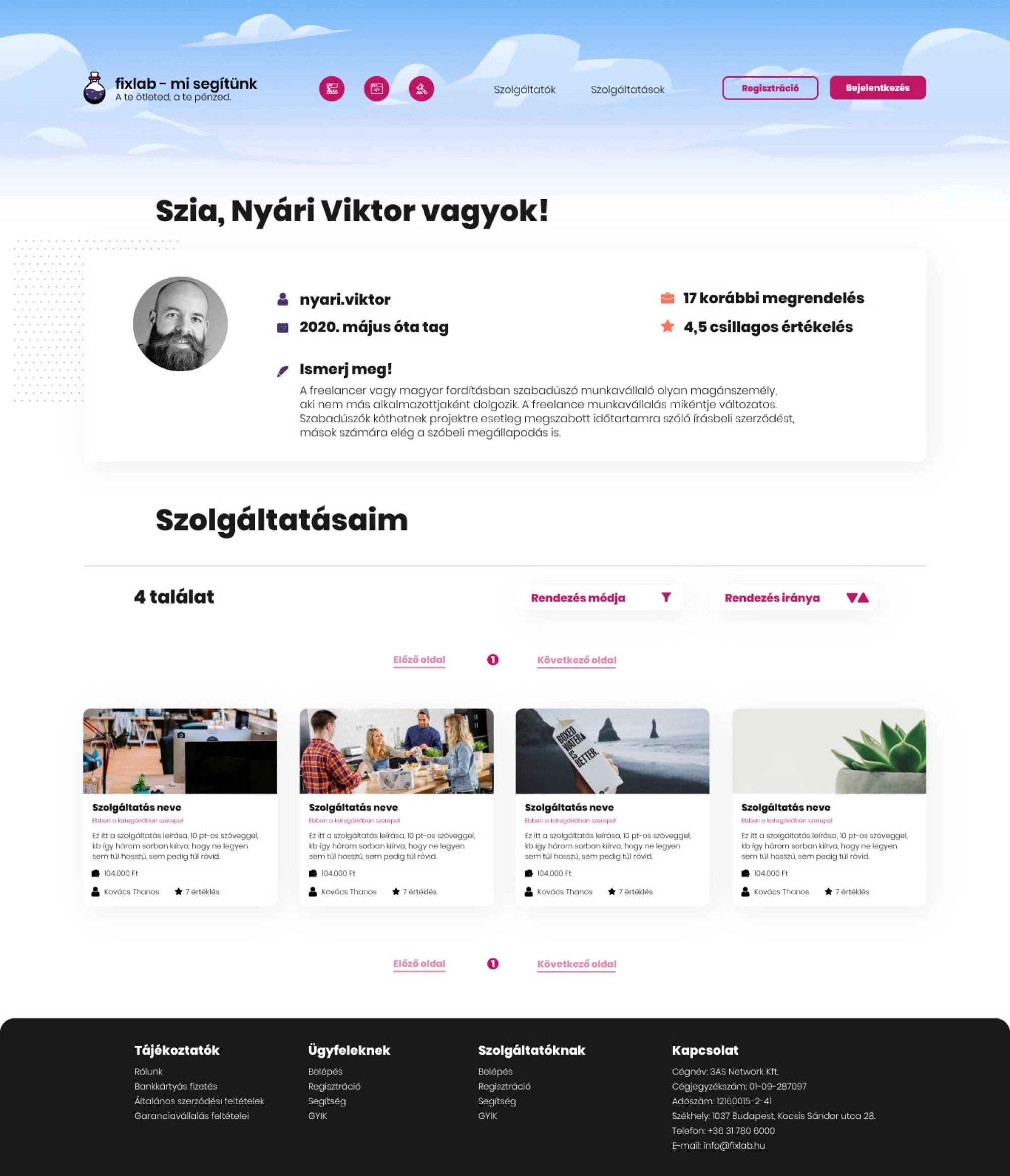 Fixlab.io arculat és UI dizájn