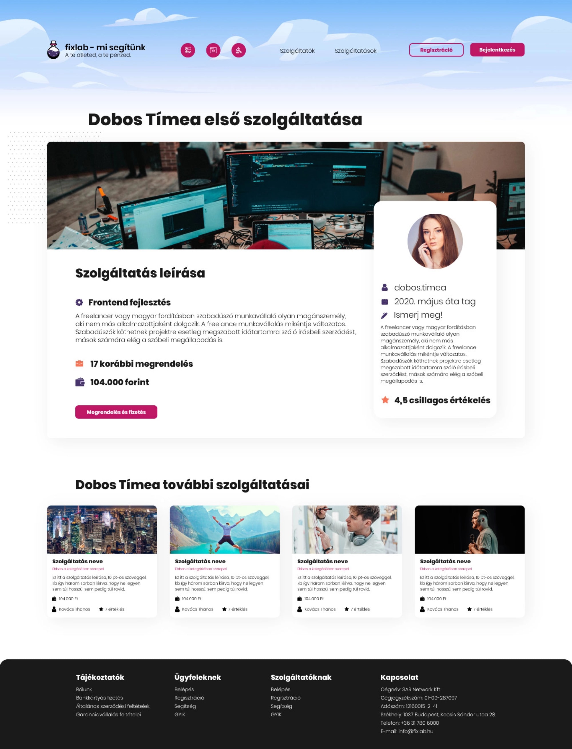 Fixlab.io arculat és UI dizájn