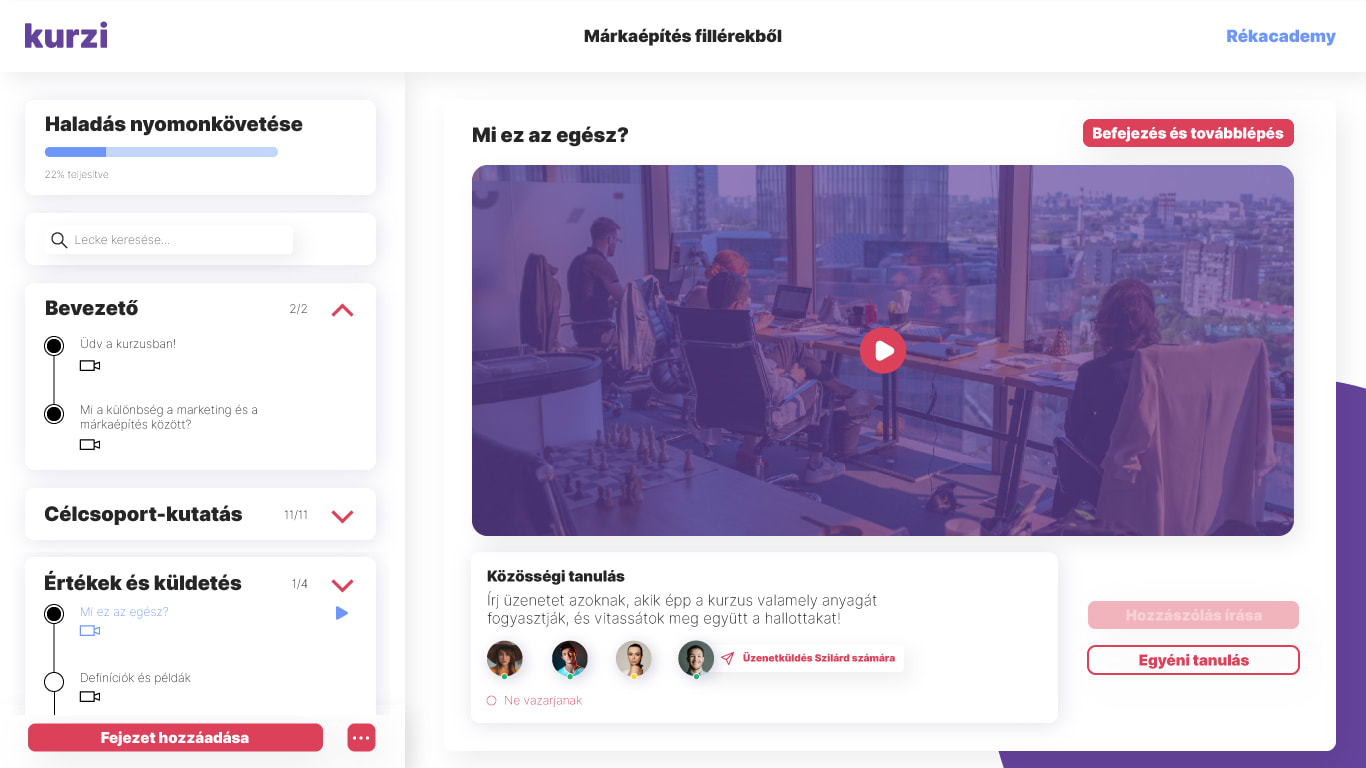 Kurzi.io UI dizájn