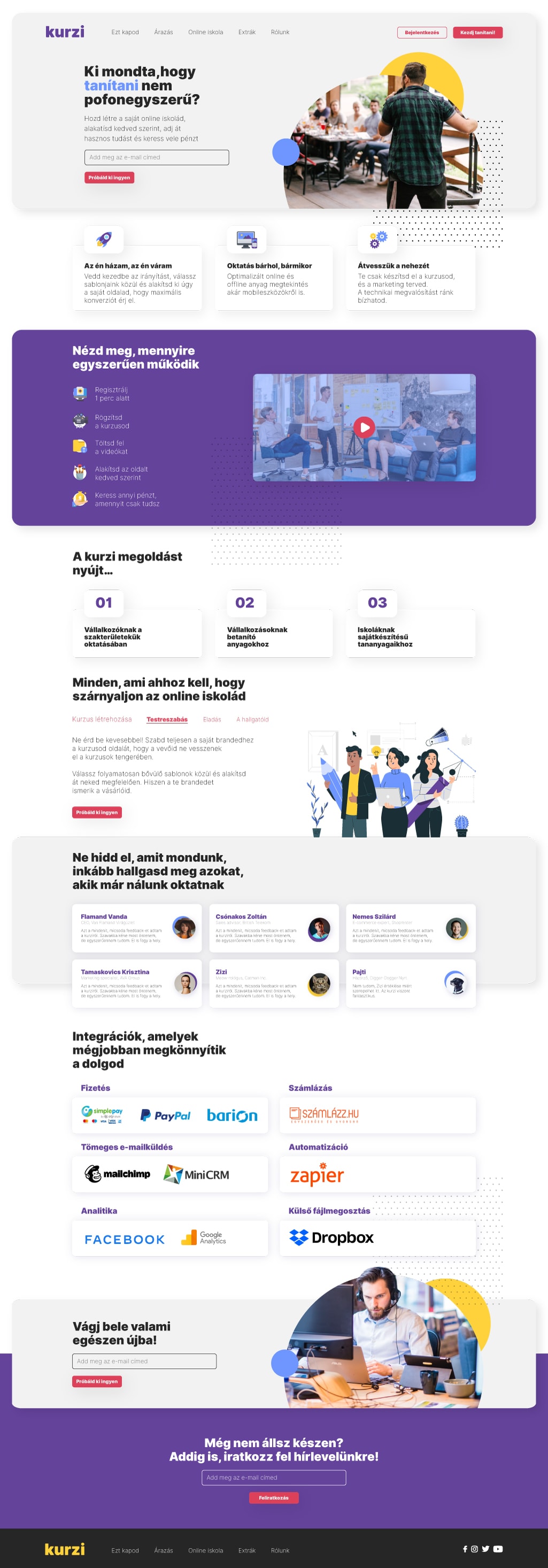 Kurzi.io UI dizájn
