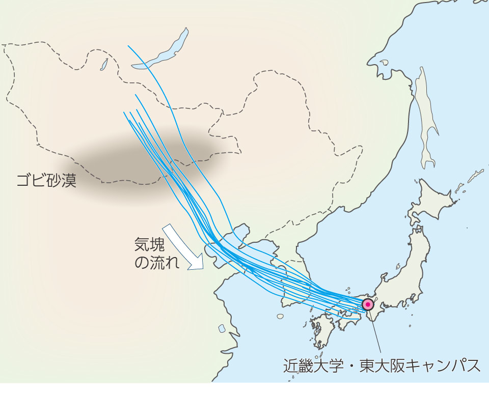 【図】近畿大学を終点にした後方流跡線