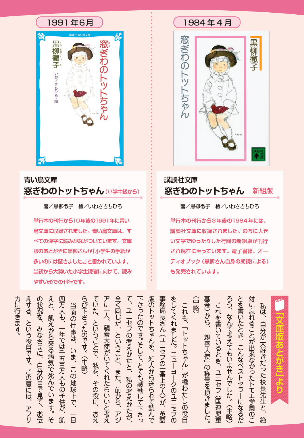 【貴重】1984ユニセフ親善大使　黒柳徹子さん　トットちゃん　直筆サイン　色紙 寒いし、眠いし、おなかがすいた」…黒柳徹子が体験した「戦争の