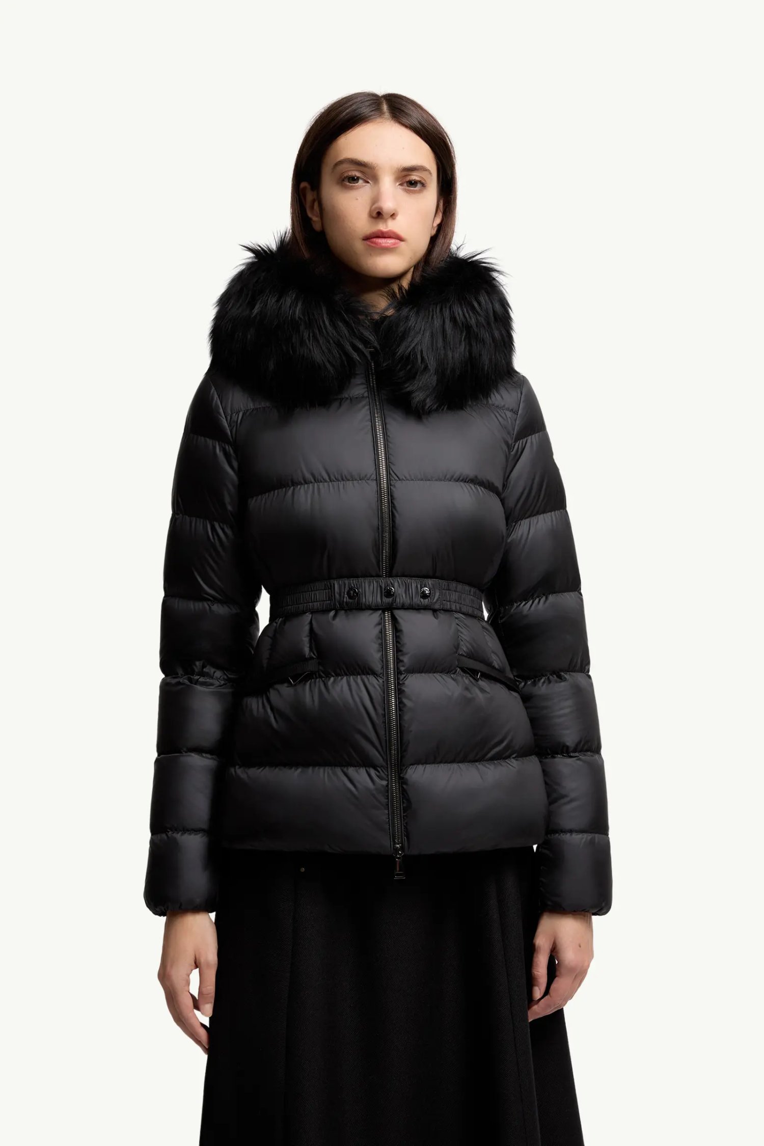 Moncler Boed Shearling-Trim Short Down Jacket