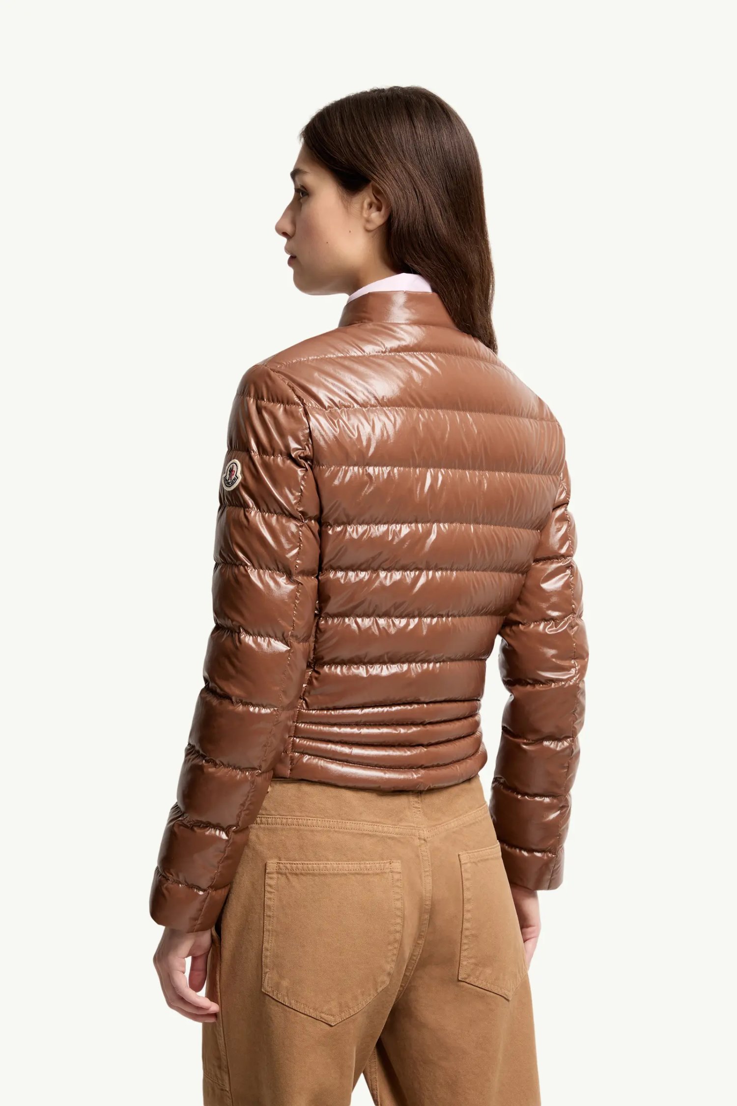 Moncler Papillon Glossy Cropped Biker-Style Down Jacket - Premium 700+ FP Luxury Goose Down Puffer