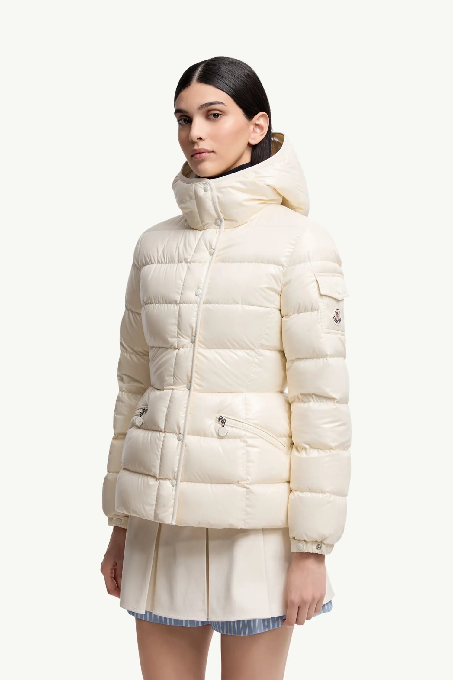 Moncler Barbante Women White Small Waist Down Jacket Premium Goose Down Matte Windproof Short Coat Slim Fit Luxury Casual Winter Outerwear