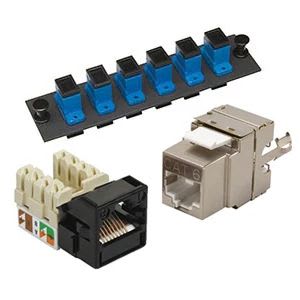 L-Com ECJ504-8 Modular Panel Jack – RJ45 Keystone (8x8K) 30µ Gold, Beige, Panel Mount