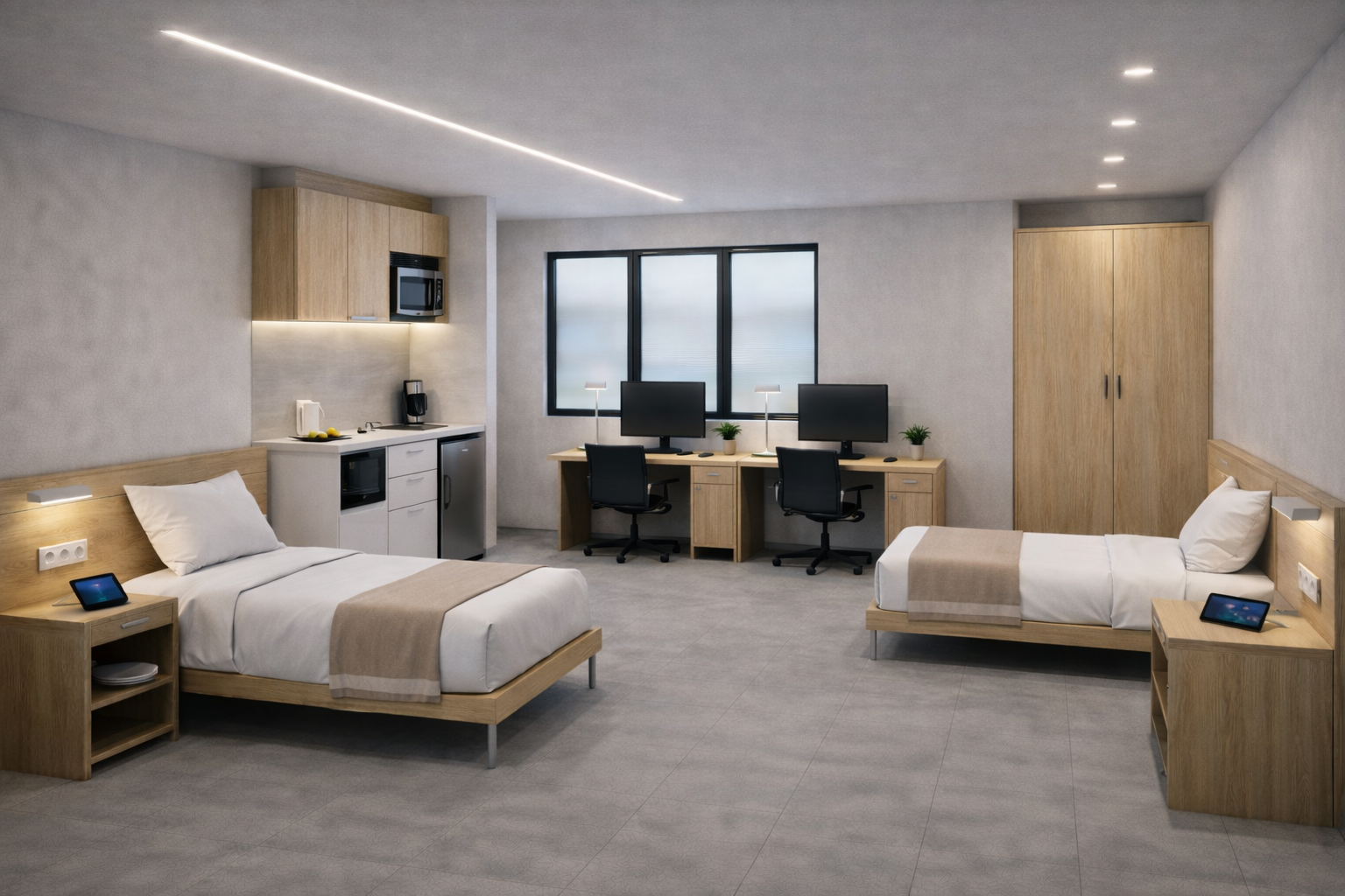 Rendering stanza doppia Student Housing Torino