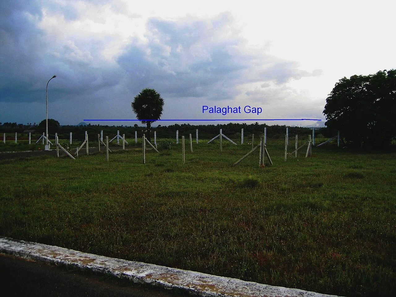 Palghat Gap in the Western Ghats between Nilgiris and Anamalai