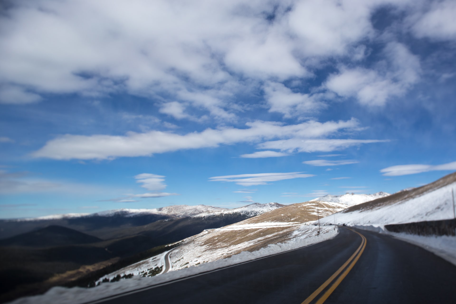 Trail Ridge Road above the treeline in Rocky Mountain National Park