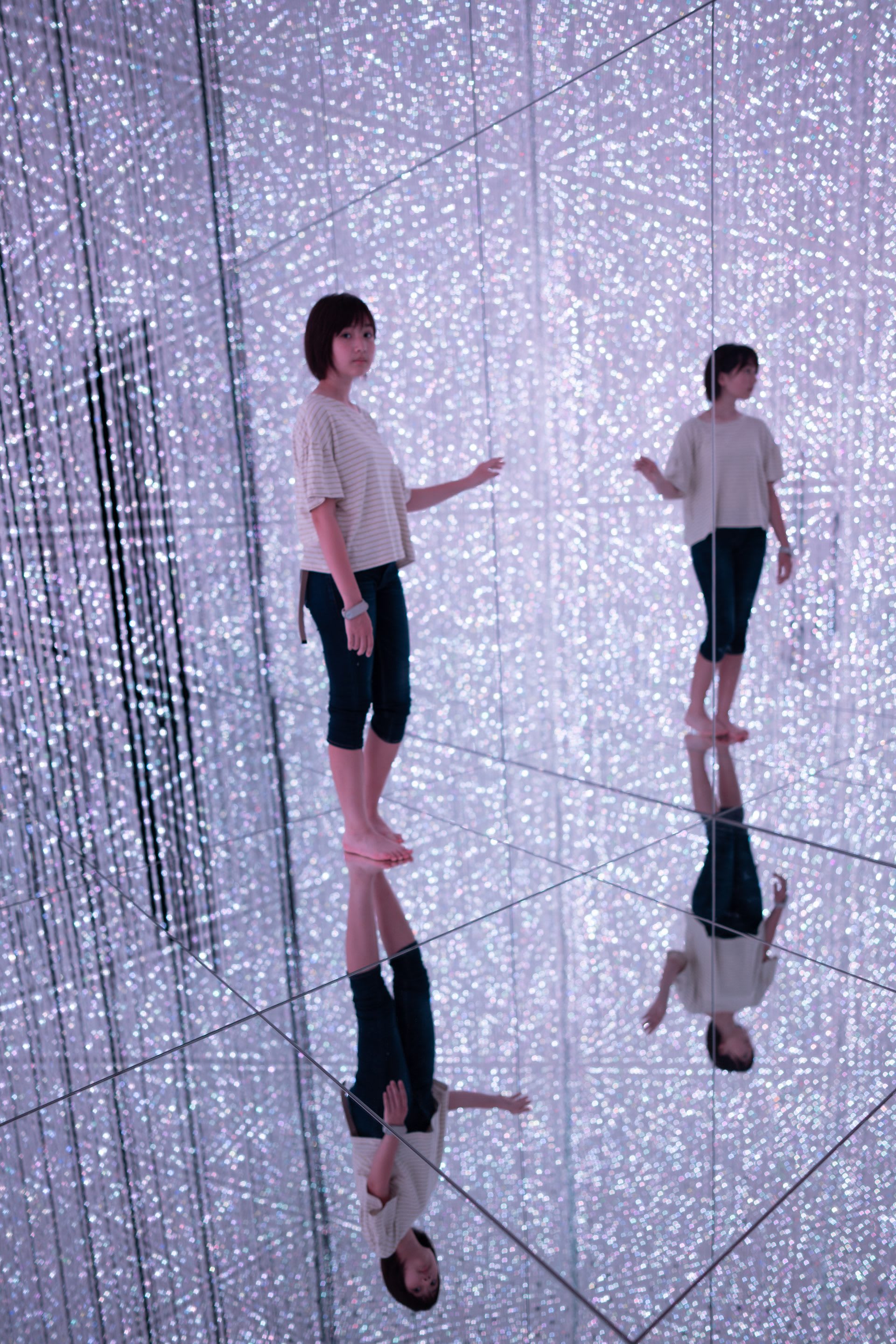 Inside one of teamLab Planets' mirrored light installations, Tokyo