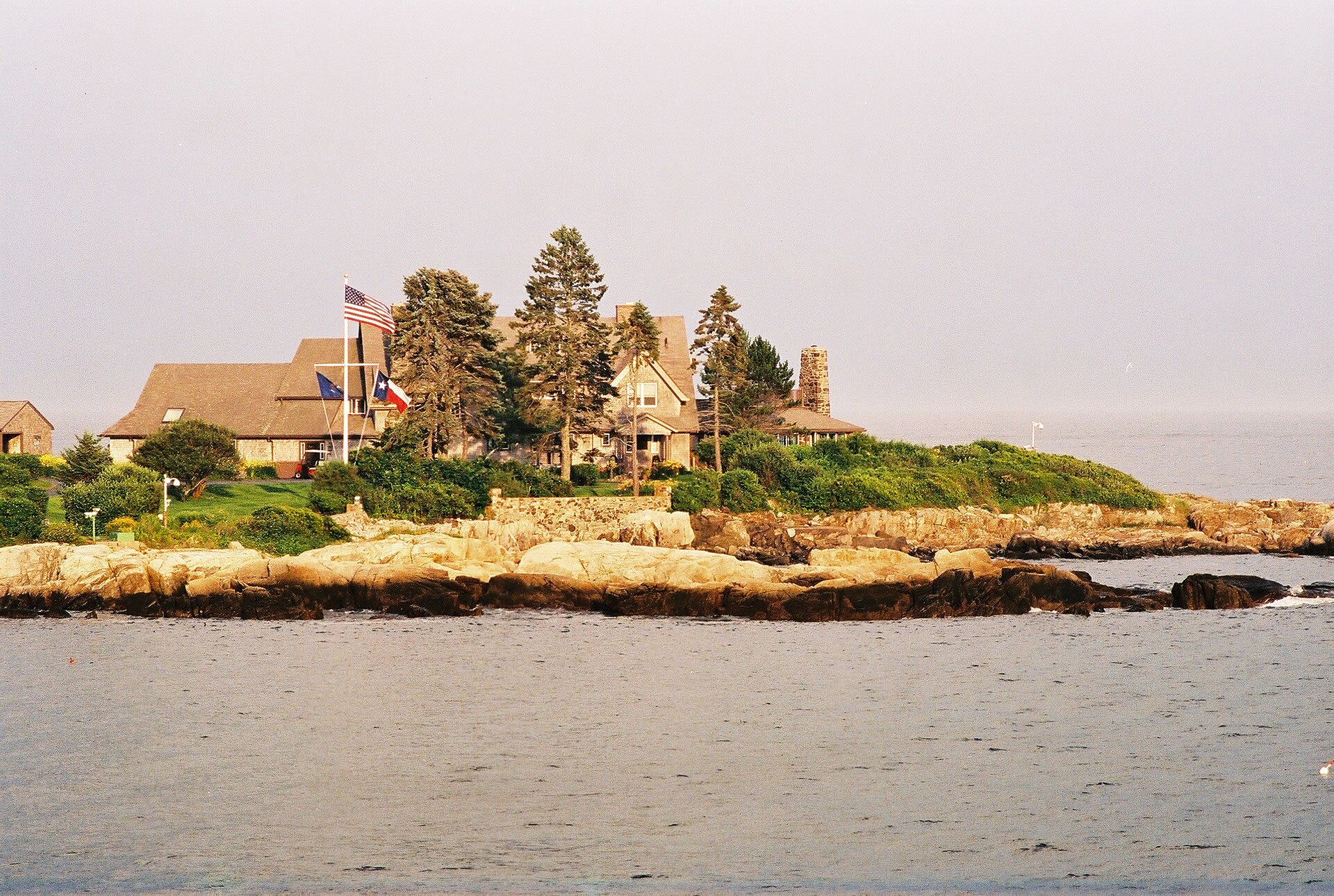 The Bush family estate at Walker's Point seen from across the water in Kennebunkport