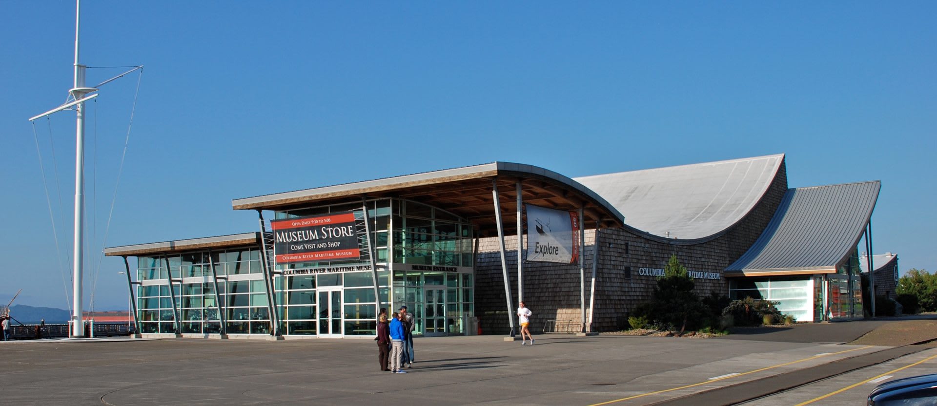 Columbia River Maritime Museum's waterfront building on Astoria's downtown pier