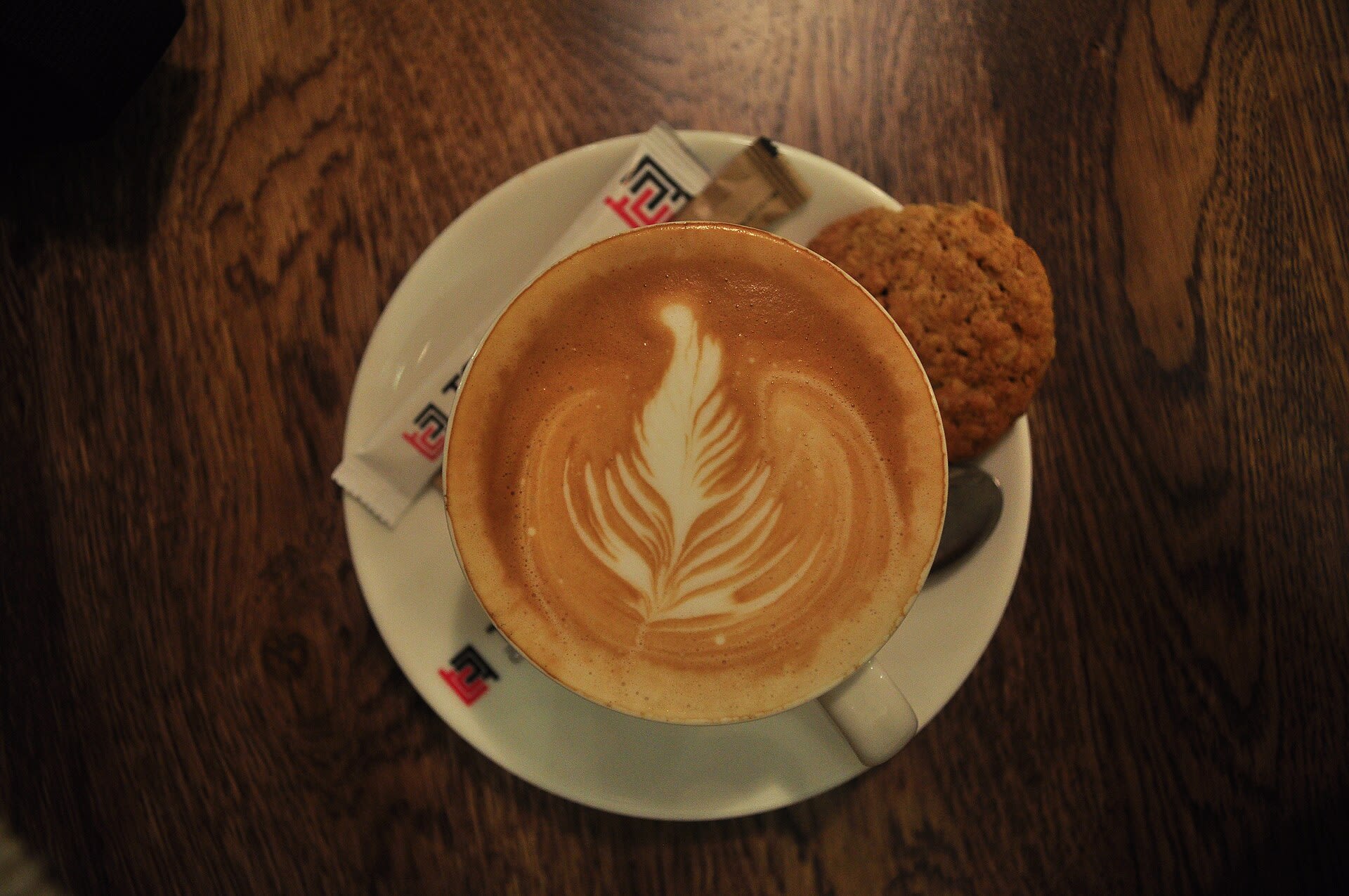 Cappuccino served in a glass at the Verona cafe in Bucharest