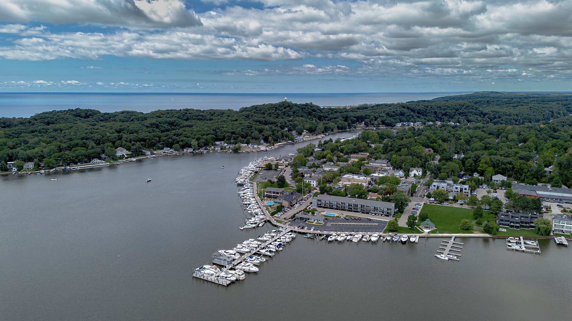 View over downtown Saugatuck on the Kalamazoo River