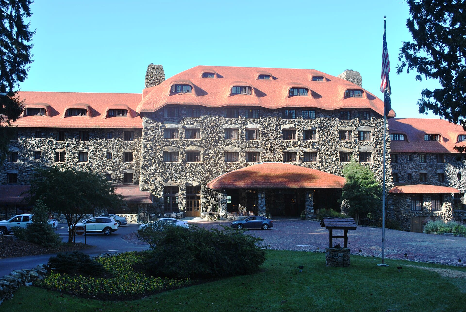 The Omni Grove Park Inn, a 1913 Arts and Crafts landmark on Sunset Mountain in Asheville