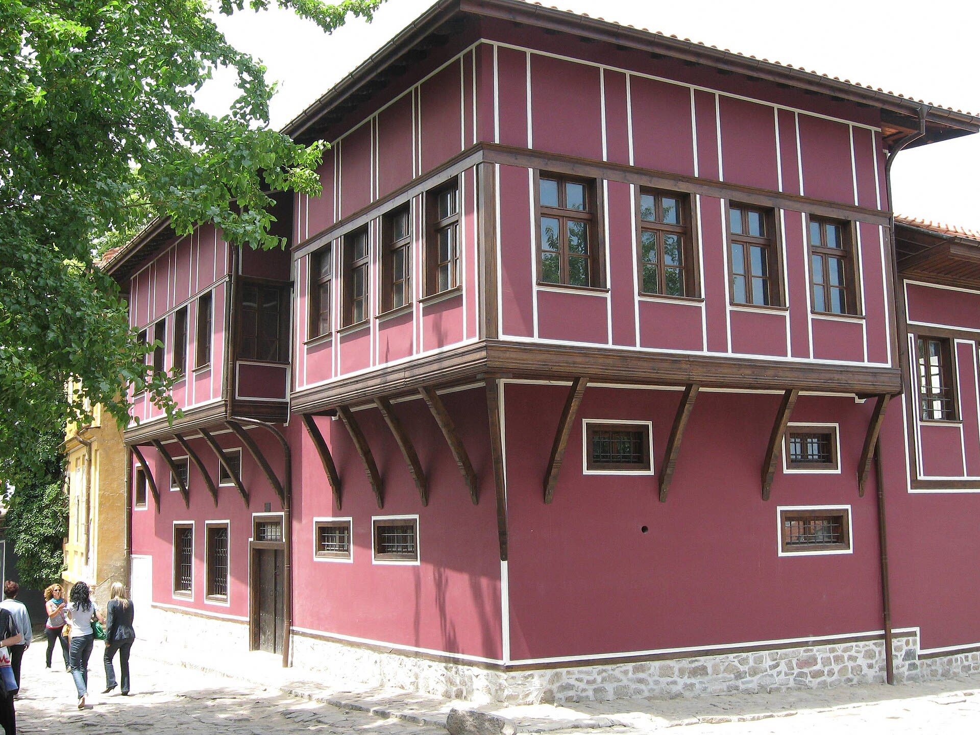 Historic houses along a narrow street in Plovdiv