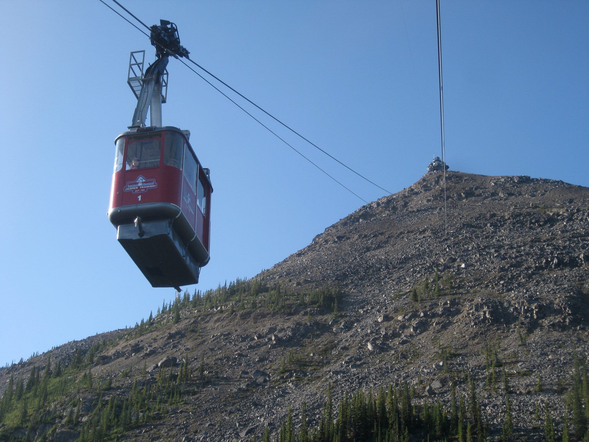 The Jasper SkyTram cable car ascending Whistlers Mountain