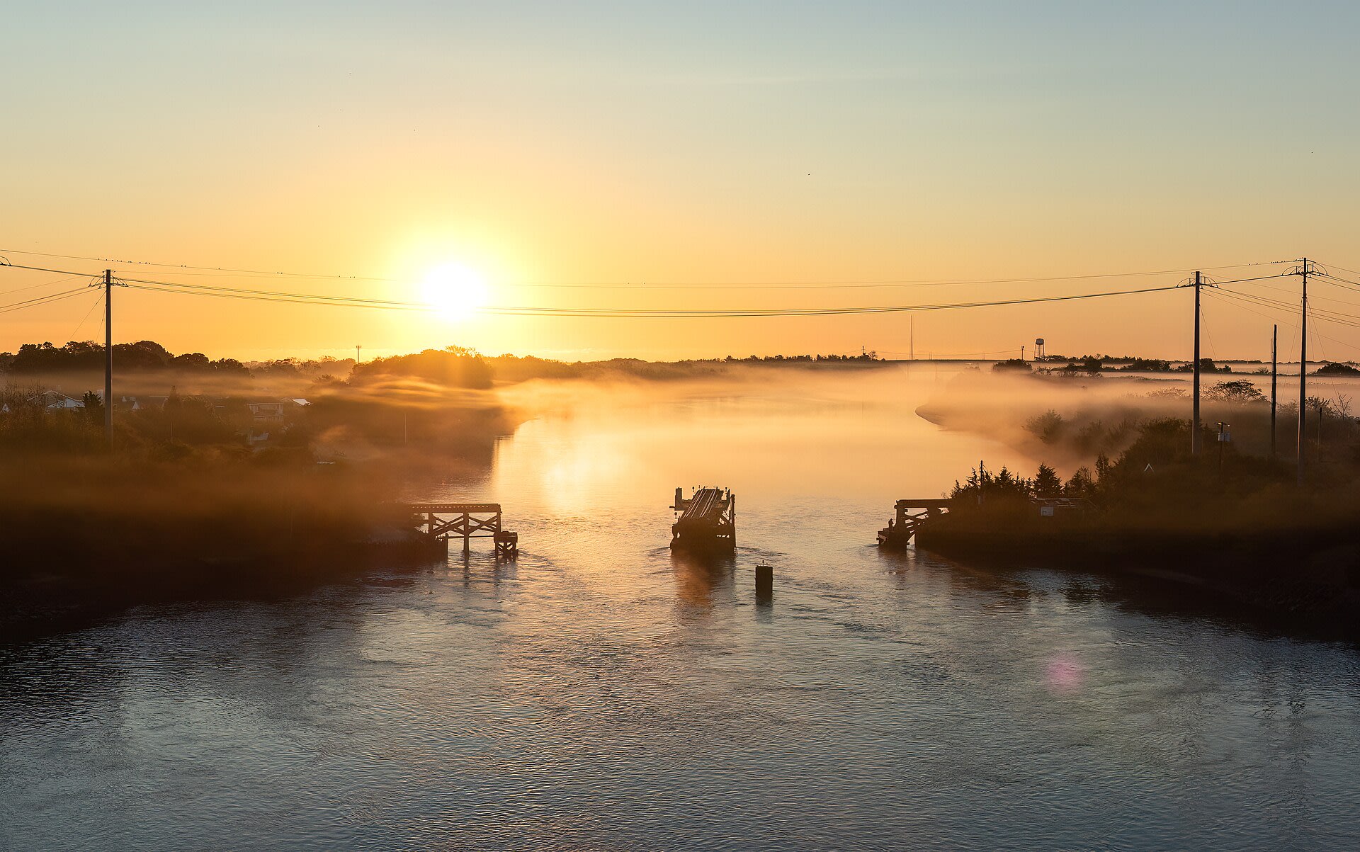 Cape May, New Jersey street scene under a morning marine layer