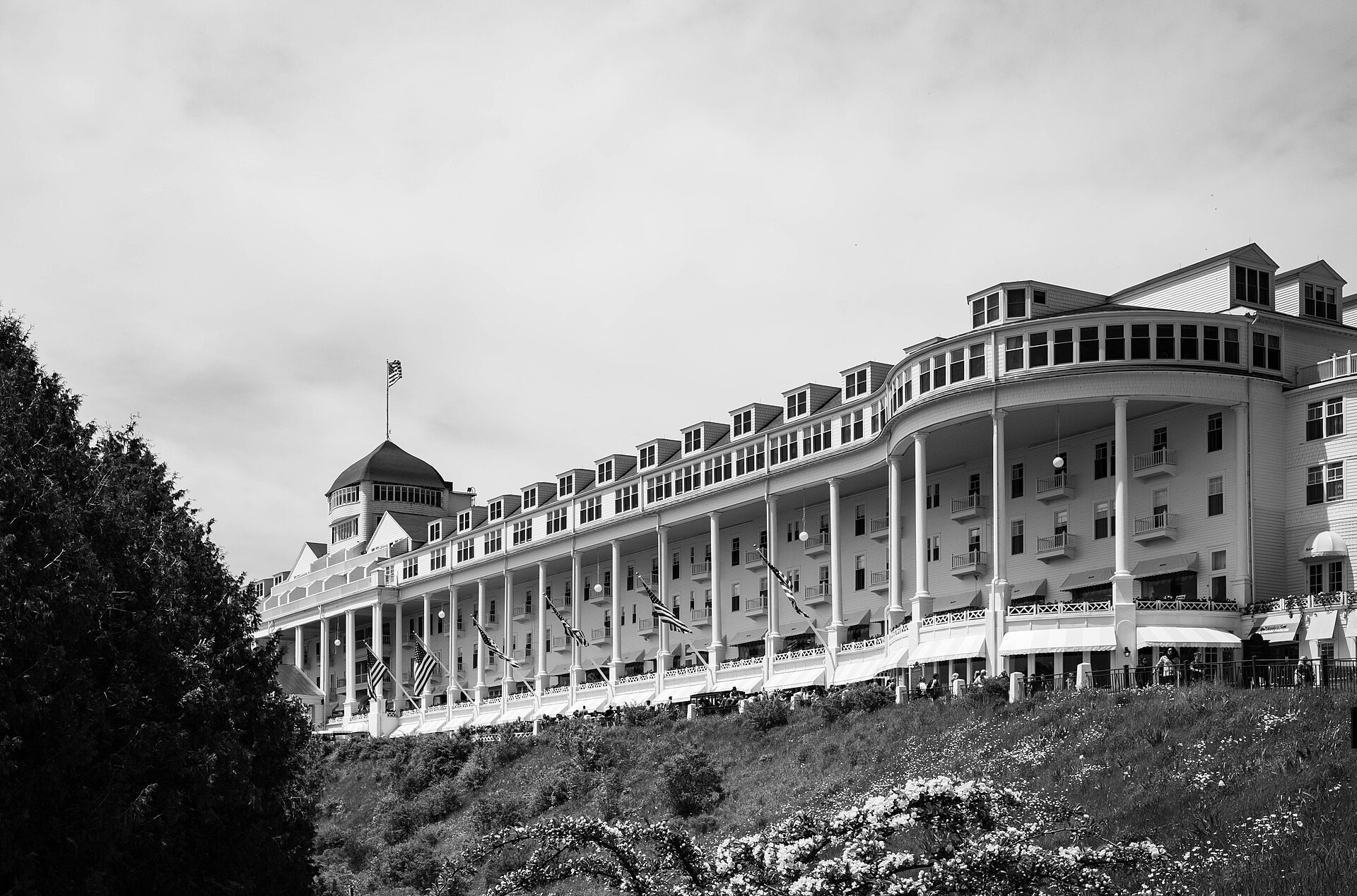 The Grand Hotel on Mackinac Island, the island's landmark resort that opened in 1887