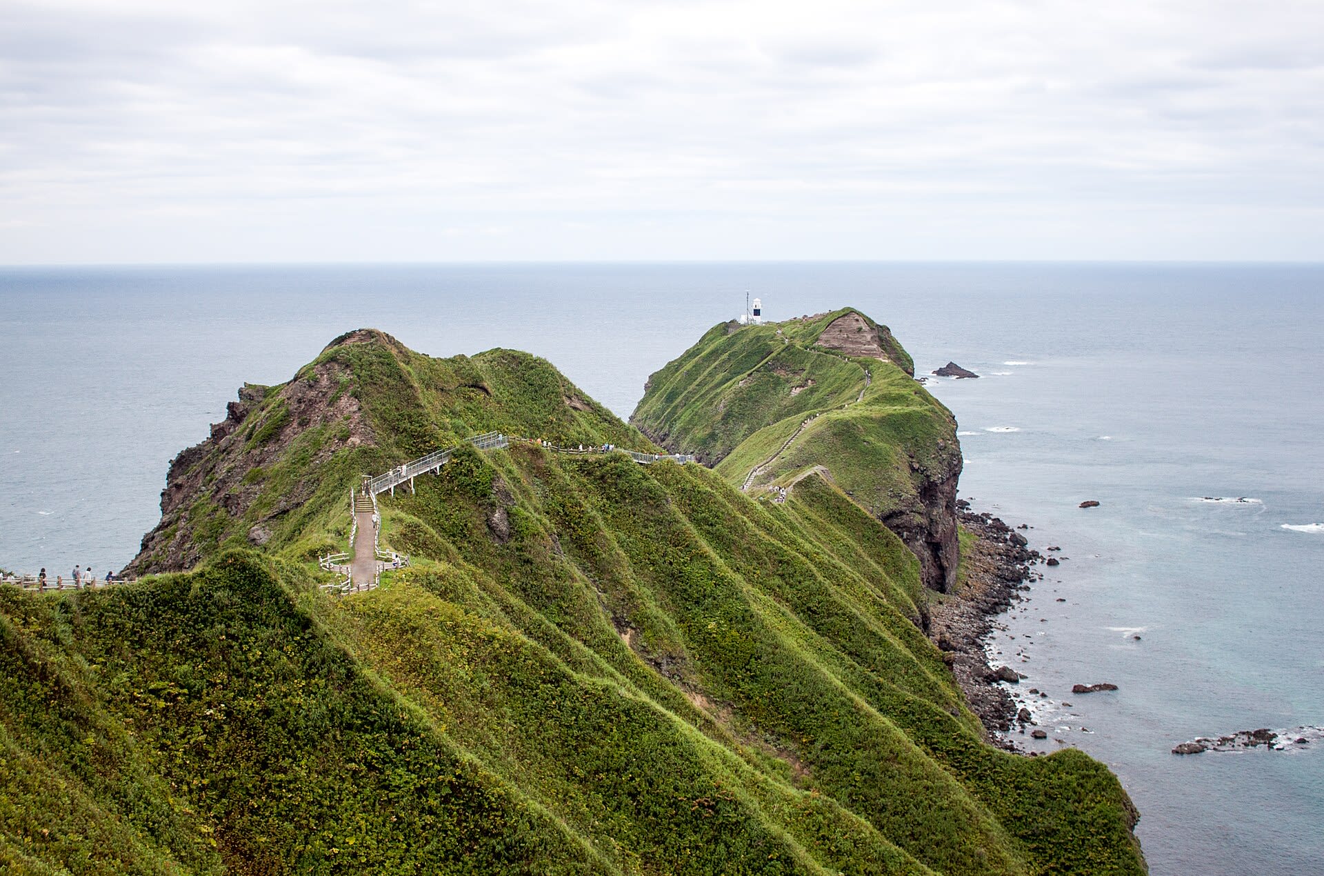 The vivid Shakotan Blue water from Cape Kamui's observation deck
