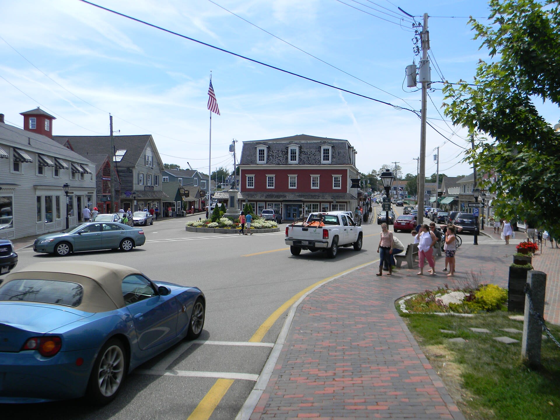 Dock Square, the shopping and dining hub of Kennebunkport, Maine