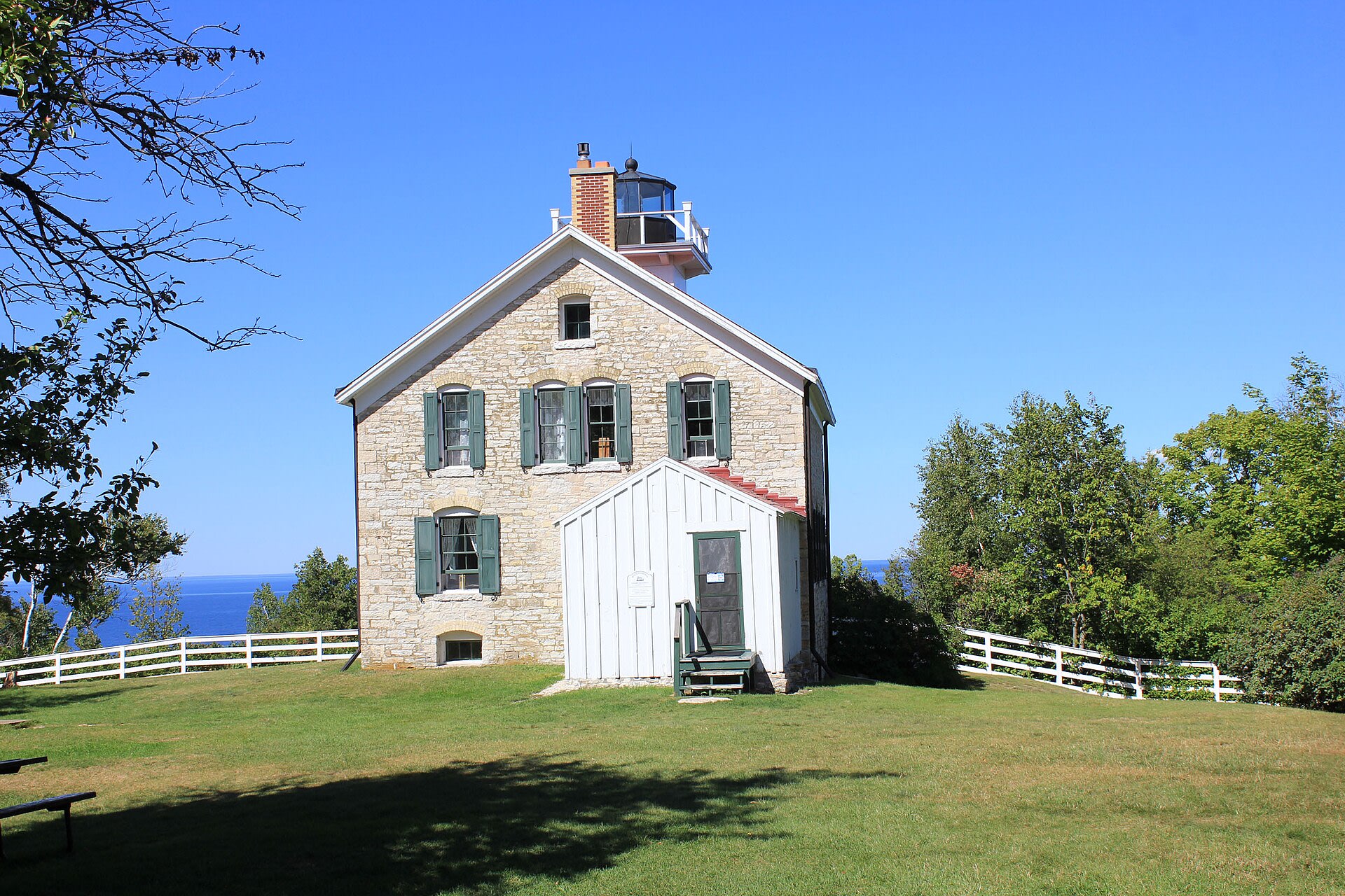 Pottawatomie Lighthouse, the oldest lighthouse in Wisconsin, on Rock Island