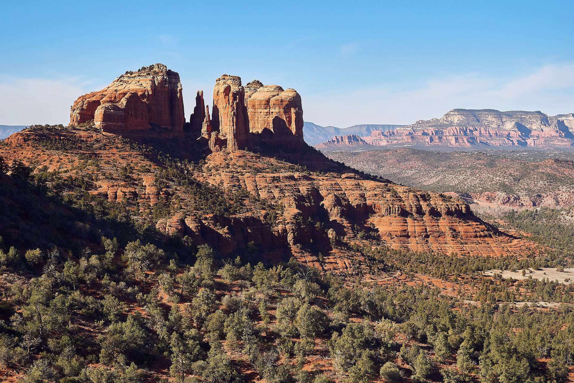 Cathedral Rock red rock formation seen from the Cathedral Rock Loop Trail in Sedona, Arizona