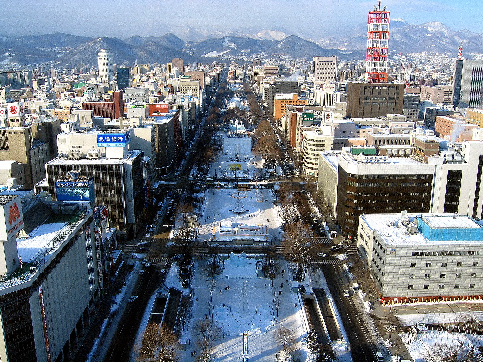 Odori Park stretching through central Sapporo