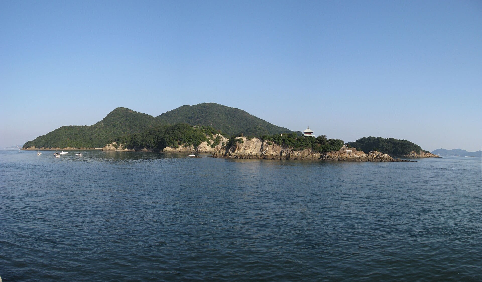 The sacred islet of Bentenjima seen with Sensuijima in the background