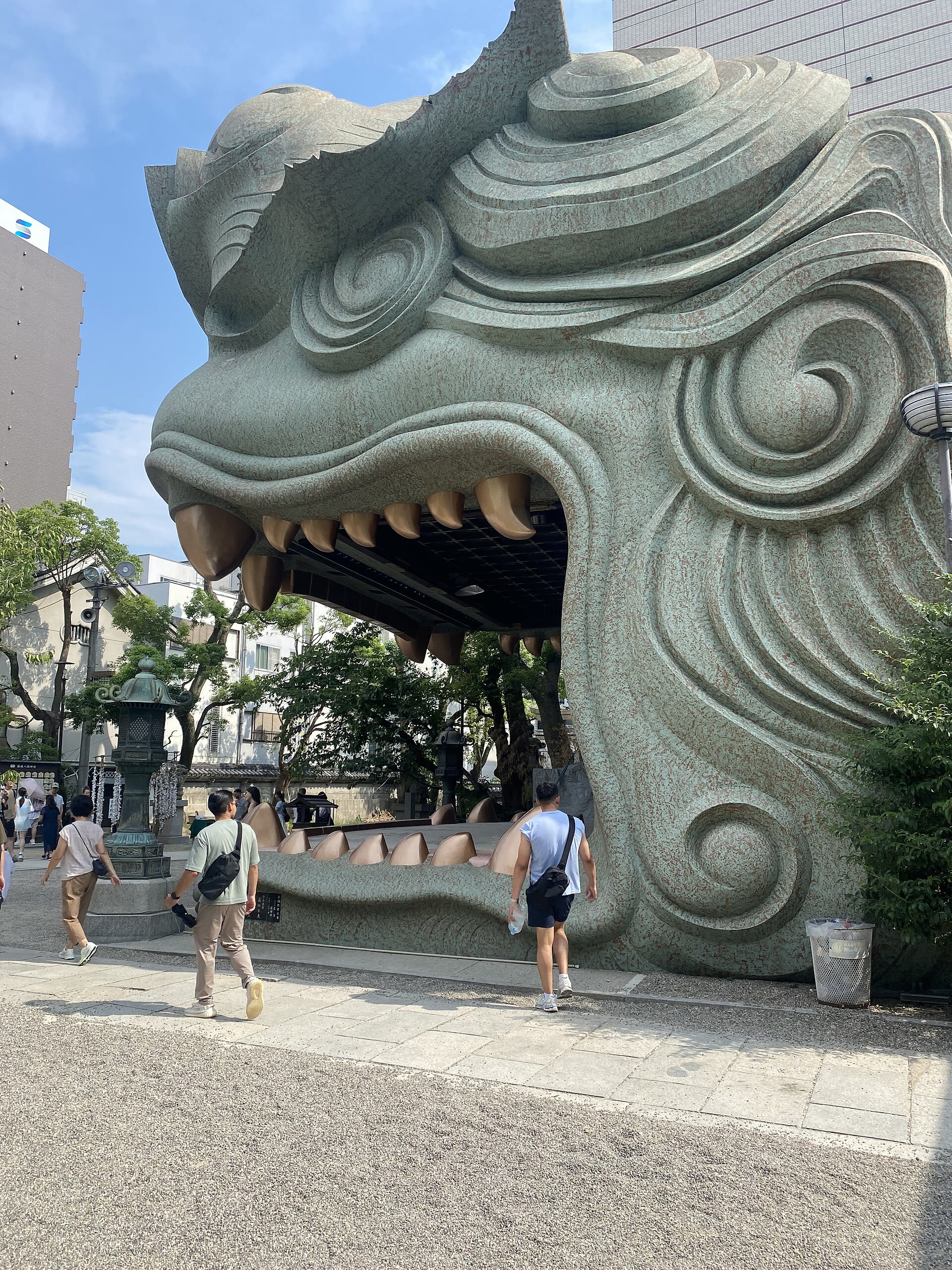 The giant lion head stage of Namba Yasaka Shrine
