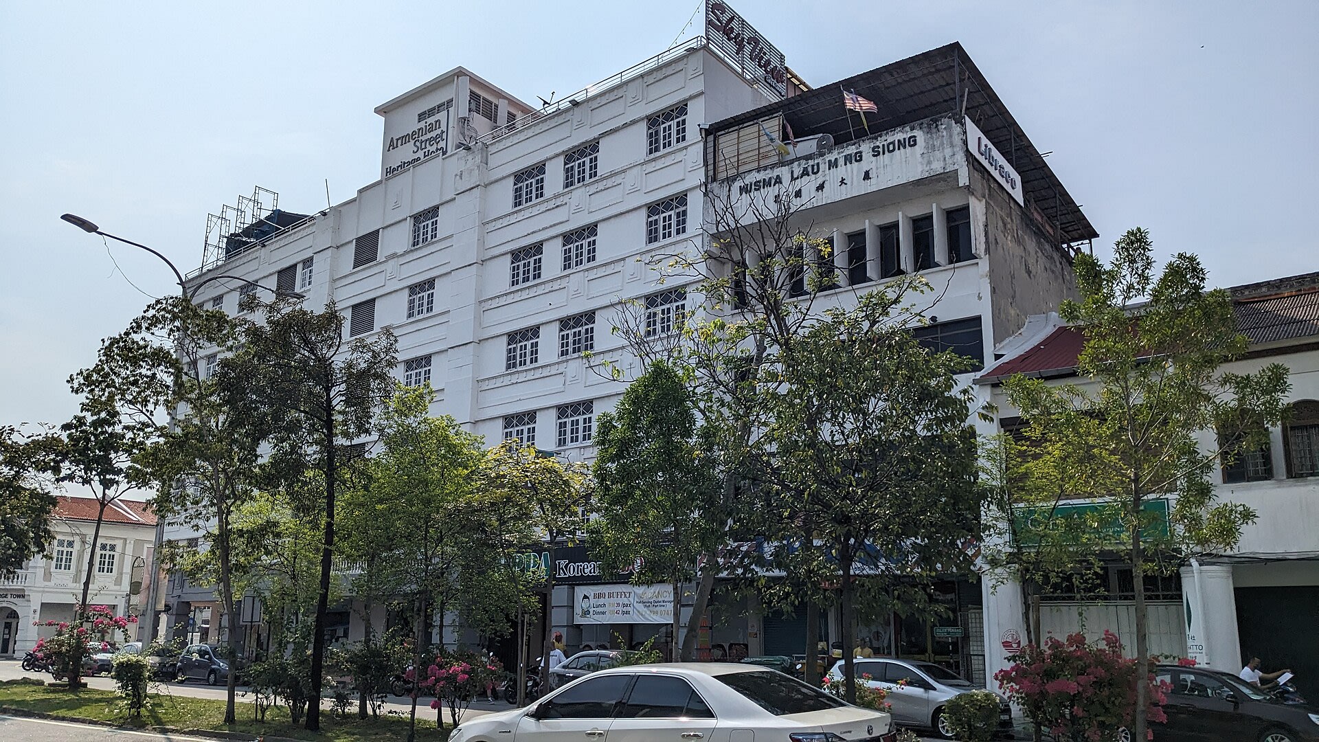 Heritage hotel facade on Armenian Street in George Town, Penang