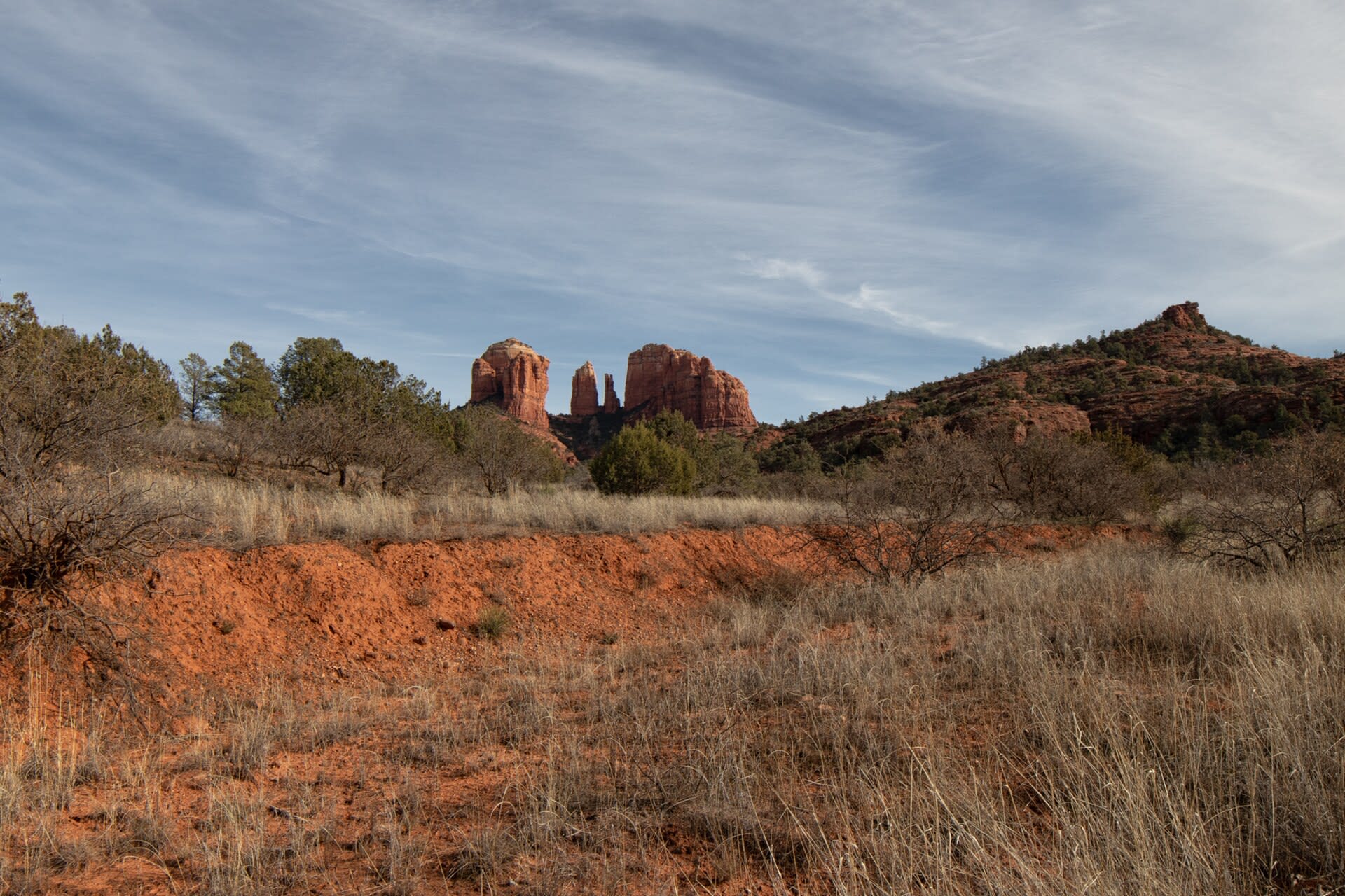 Cathedral Rock, a red rock formation and popular hiking destination in Sedona, Arizona