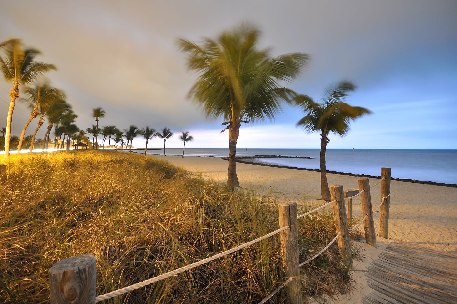 Smathers Beach in Key West, Florida, under an early morning sky
