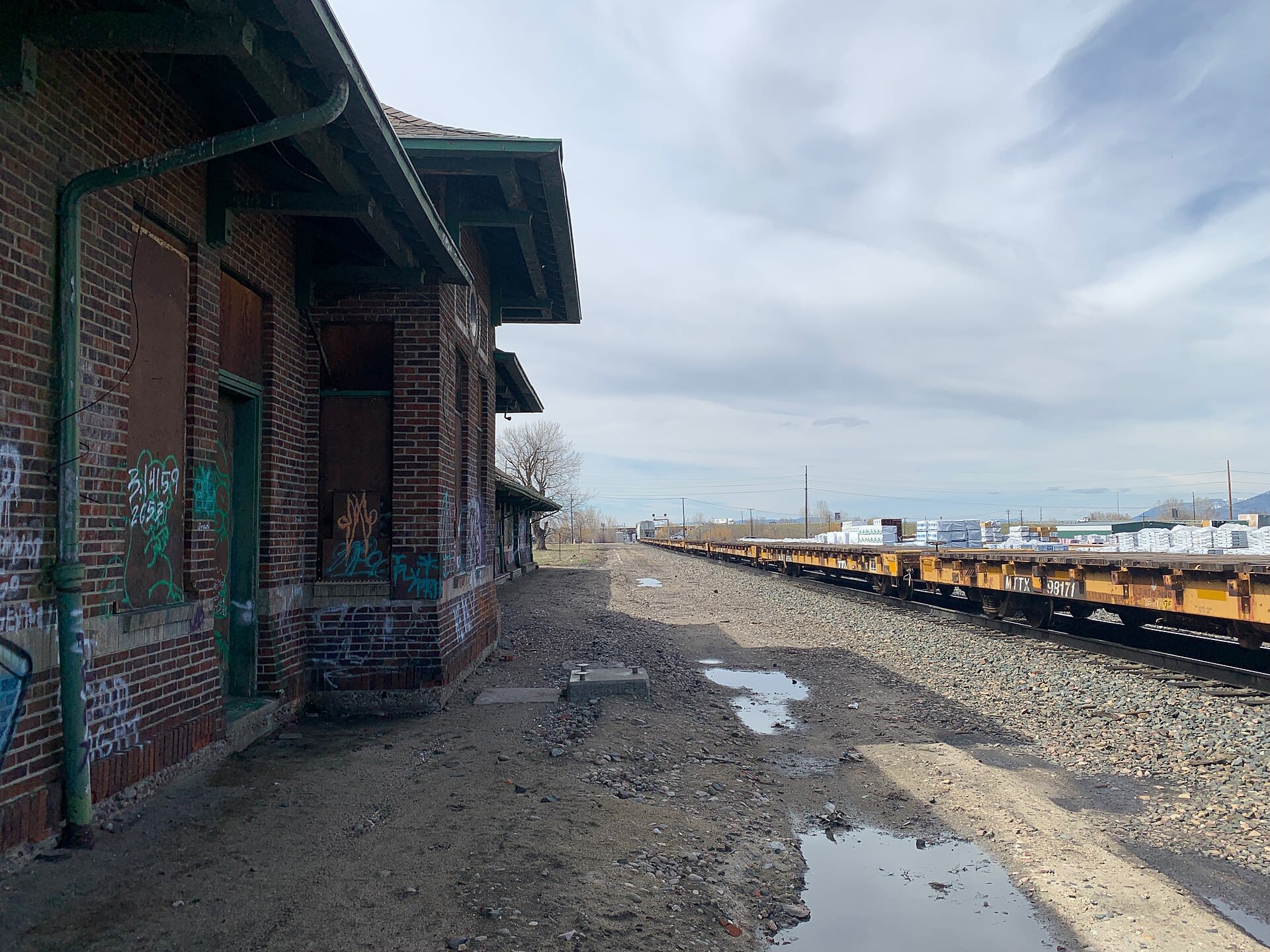 Historic Northern Pacific railroad depot in Bozeman that houses Montana Ale Works
