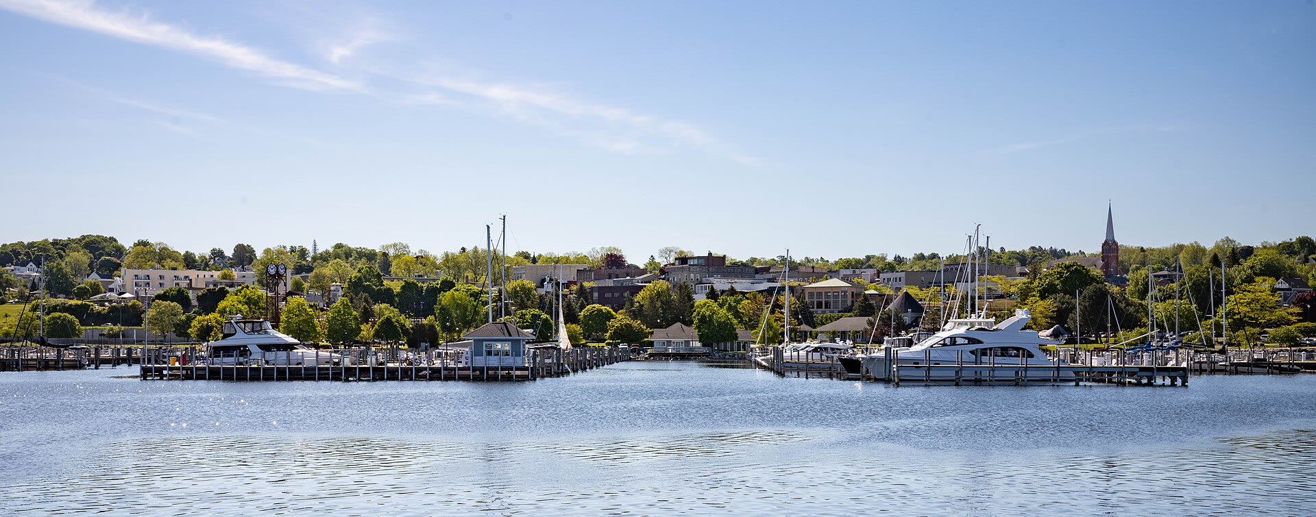 Petoskey waterfront on Little Traverse Bay in summer