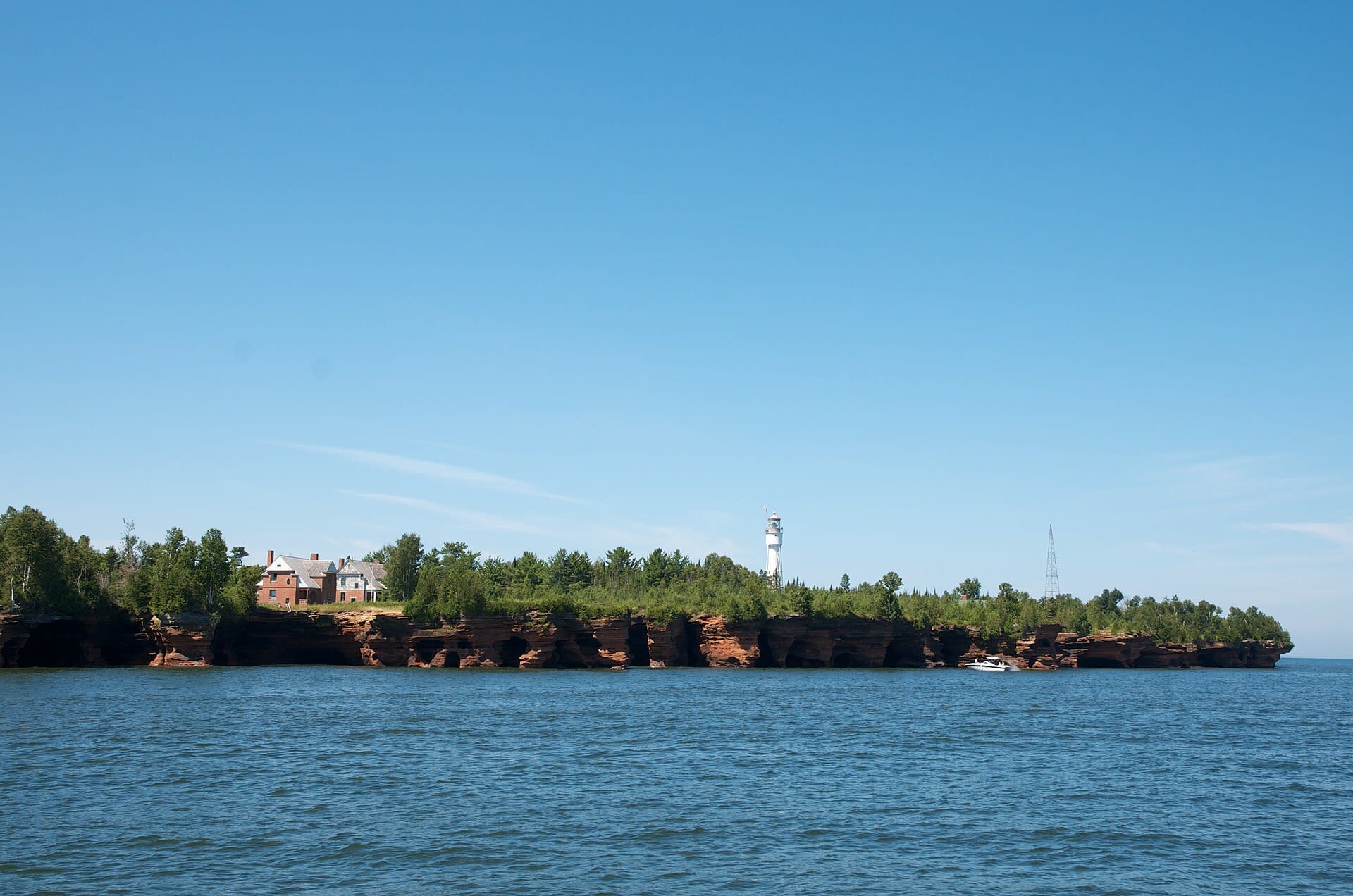 Sightseeing cruise boat on Lake Superior near the Apostle Islands