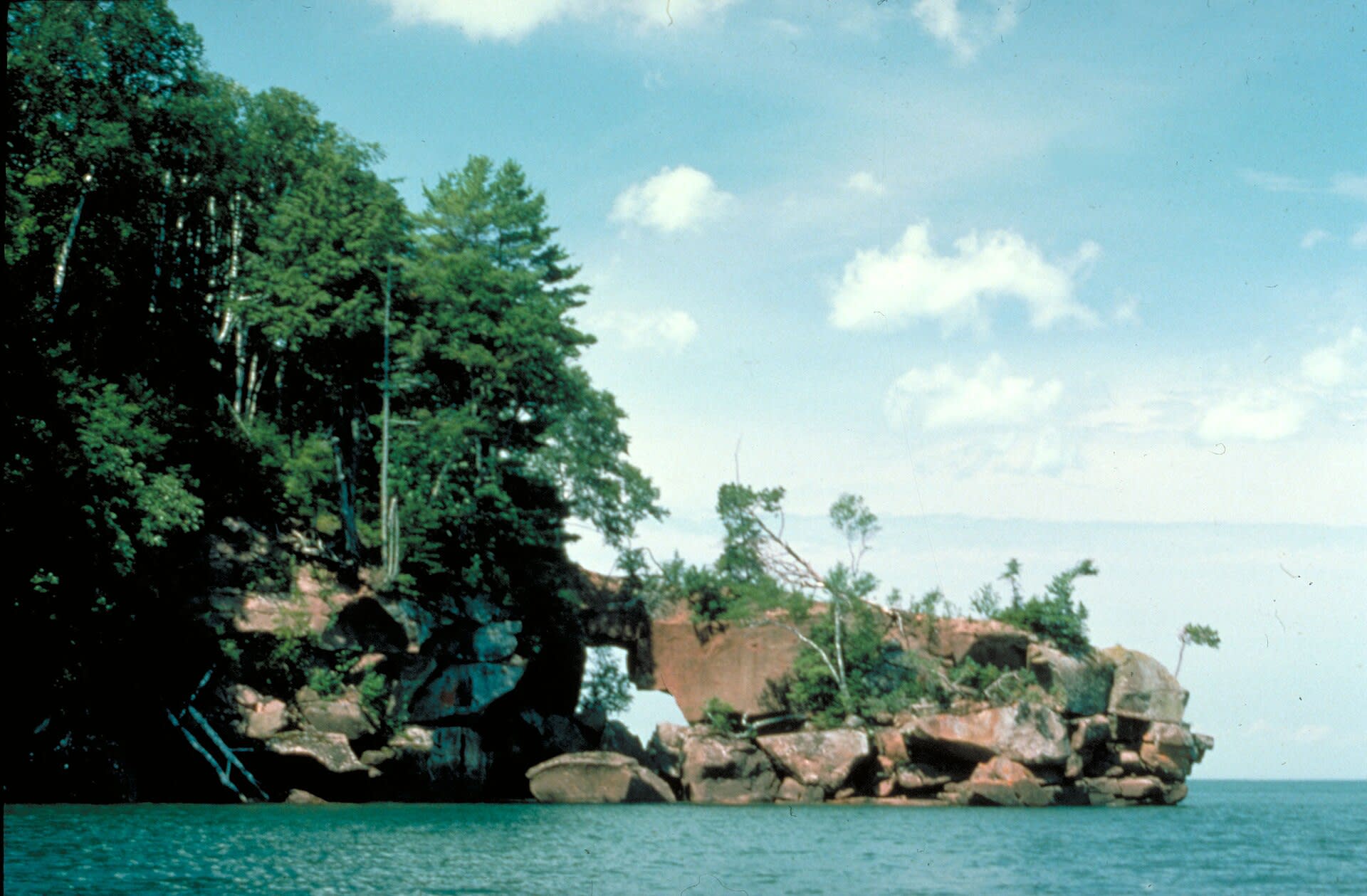 Sandstone islands of Apostle Islands National Lakeshore viewed from the water
