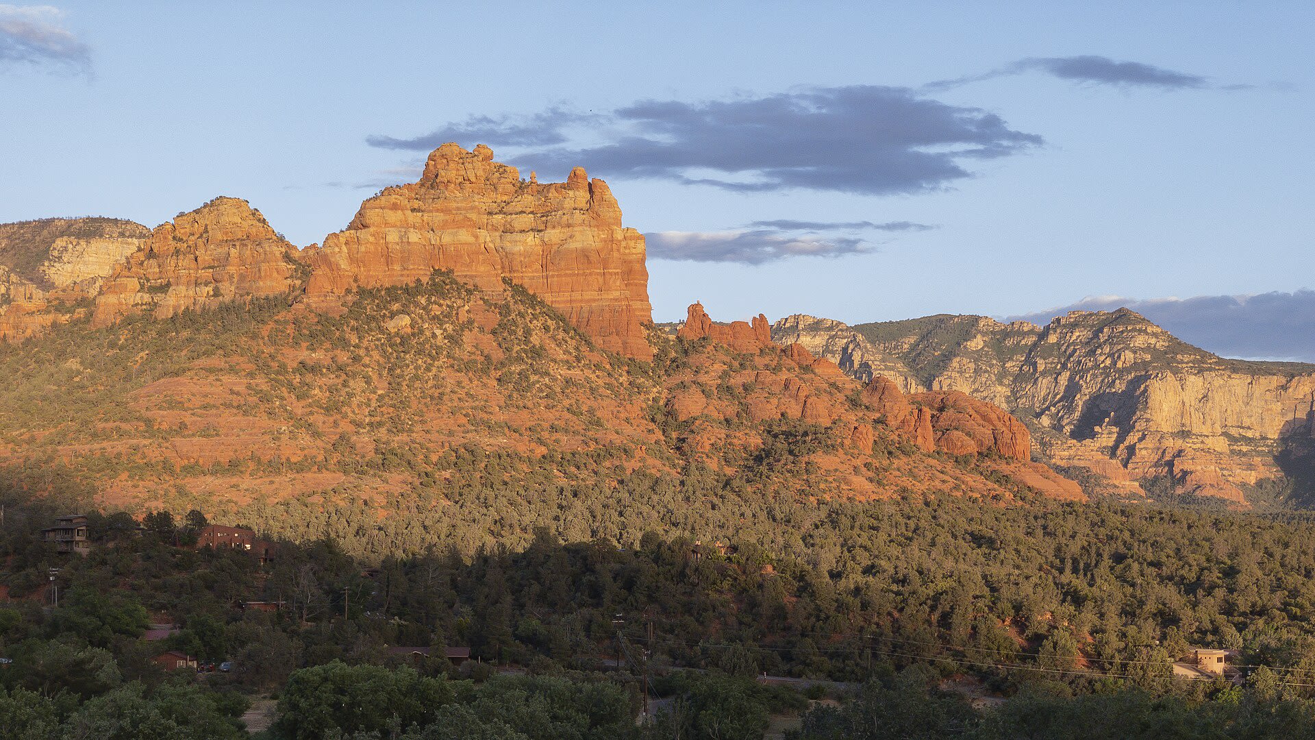 Red rock formations near Sedona, Arizona, under blue sky
